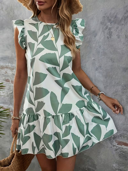 Leaf print dress
