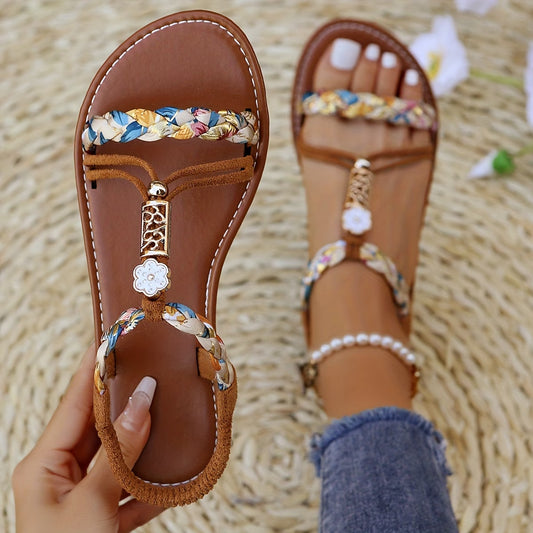 Braided Floral Sandals